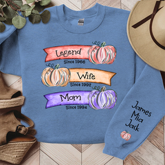 Lofaris Legend Wife Mom Colorful Pumpkins Custom Sweatshirt