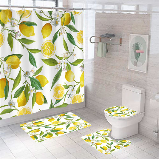 Lofaris Lemon Floral Boho Spring Shower Curtain For Bathtub
