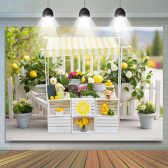 Lofaris Lemon Wooden Stall Green Leaves Spring Backdrop
