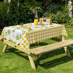Lofaris Lemon Yellow Plaid Rectangle Tablecloth for Kitchen