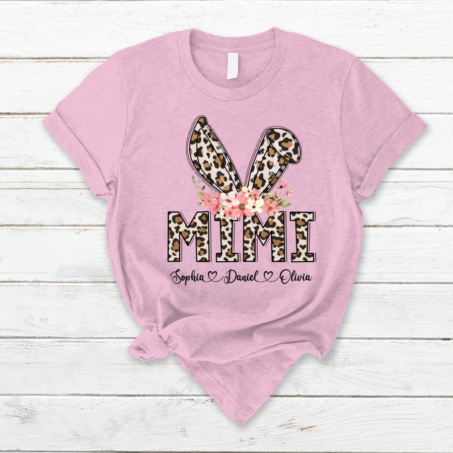 Lofaris Leopard Bunny Mimi And Kids Easter Day Gift T-Shirt