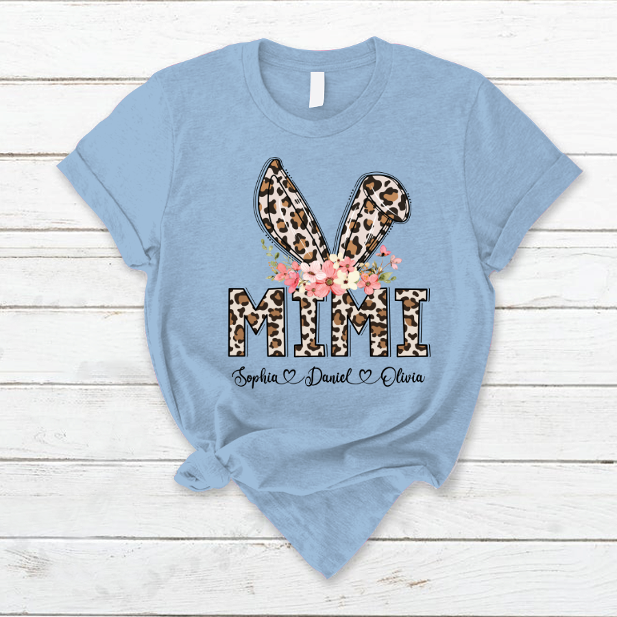 Lofaris Leopard Bunny Mimi And Kids Easter Day Gift T-Shirt