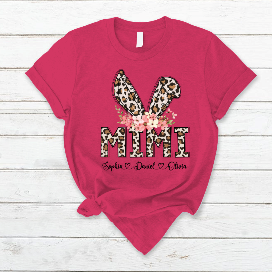 Lofaris Leopard Bunny Mimi And Kids Easter Day Gift T-Shirt