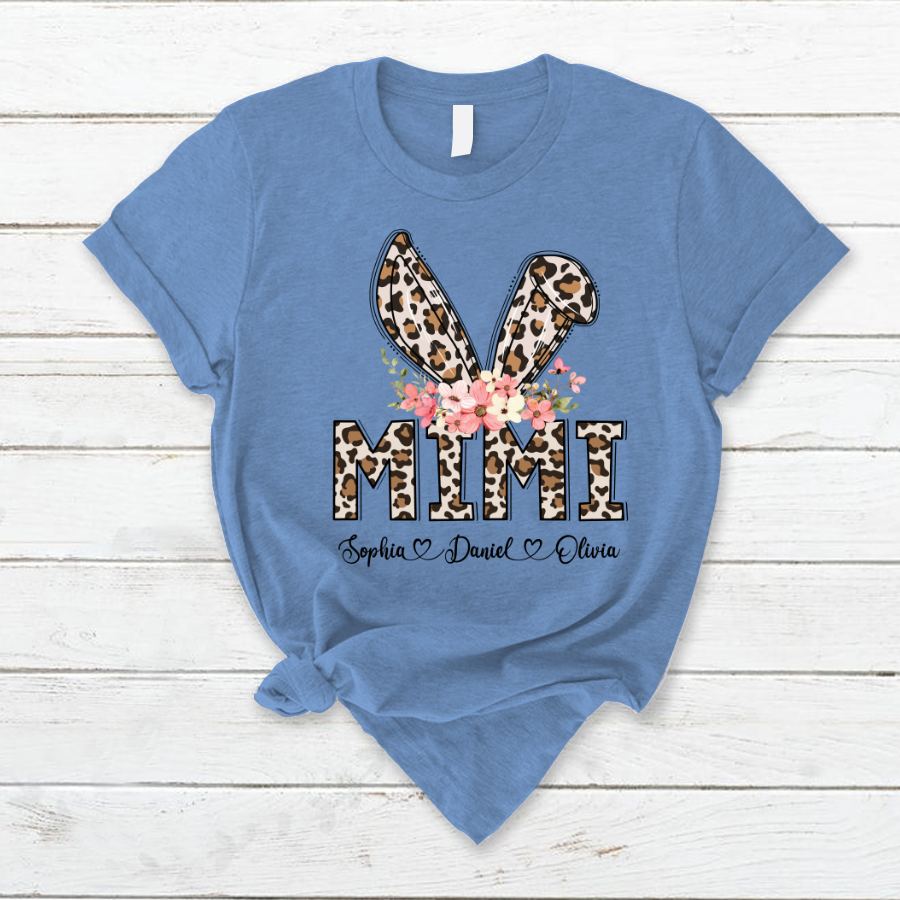 Lofaris Leopard Bunny Mimi And Kids Easter Day Gift T-Shirt
