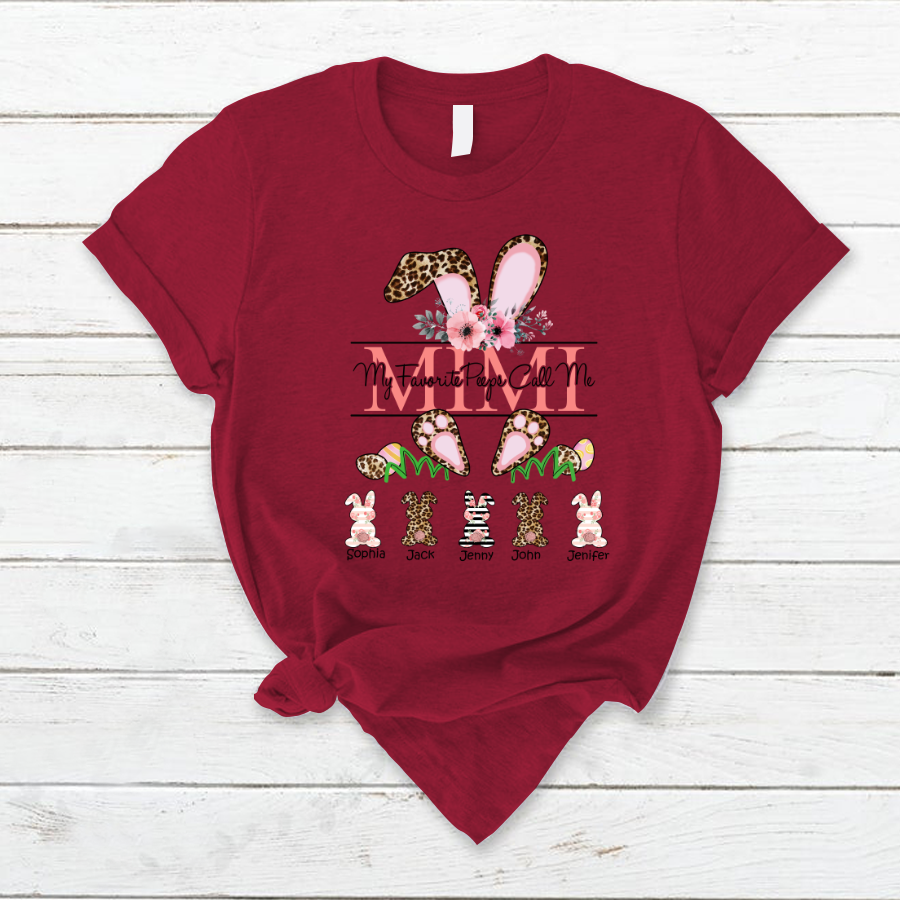 Lofaris Leopard Bunny My Favorite Peeps Easter T-Shirt