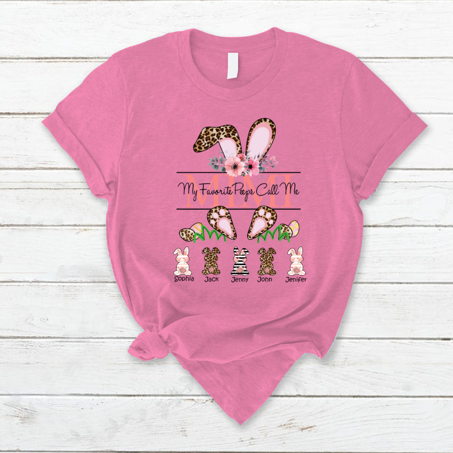 Lofaris Leopard Bunny My Favorite Peeps Easter T-Shirt