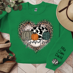 Lofaris Leopard Heart Fall Pumpkin Grandma Custom Sweatshirt