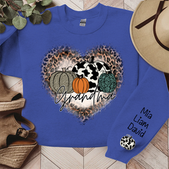 Lofaris Leopard Heart Fall Pumpkin Grandma Custom Sweatshirt