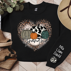 Lofaris Leopard Heart Fall Pumpkin Grandma Custom Sweatshirt