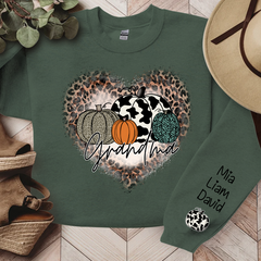 Lofaris Leopard Heart Fall Pumpkin Grandma Custom Sweatshirt