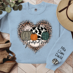 Lofaris Leopard Heart Fall Pumpkin Grandma Custom Sweatshirt