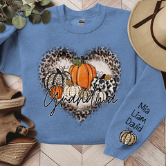 Lofaris Leopard Heart Shaped Pumpkin Fall Custom Sweatshirt