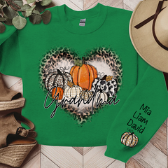 Lofaris Leopard Heart Shaped Pumpkin Fall Custom Sweatshirt