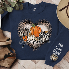 Lofaris Leopard Heart Shaped Pumpkin Fall Custom Sweatshirt