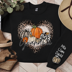 Lofaris Leopard Heart Shaped Pumpkin Fall Custom Sweatshirt