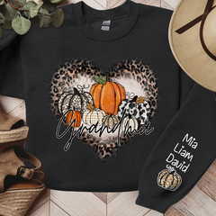 Lofaris Leopard Heart Shaped Pumpkin Fall Custom Sweatshirt
