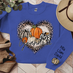 Lofaris Leopard Heart Shaped Pumpkin Fall Custom Sweatshirt