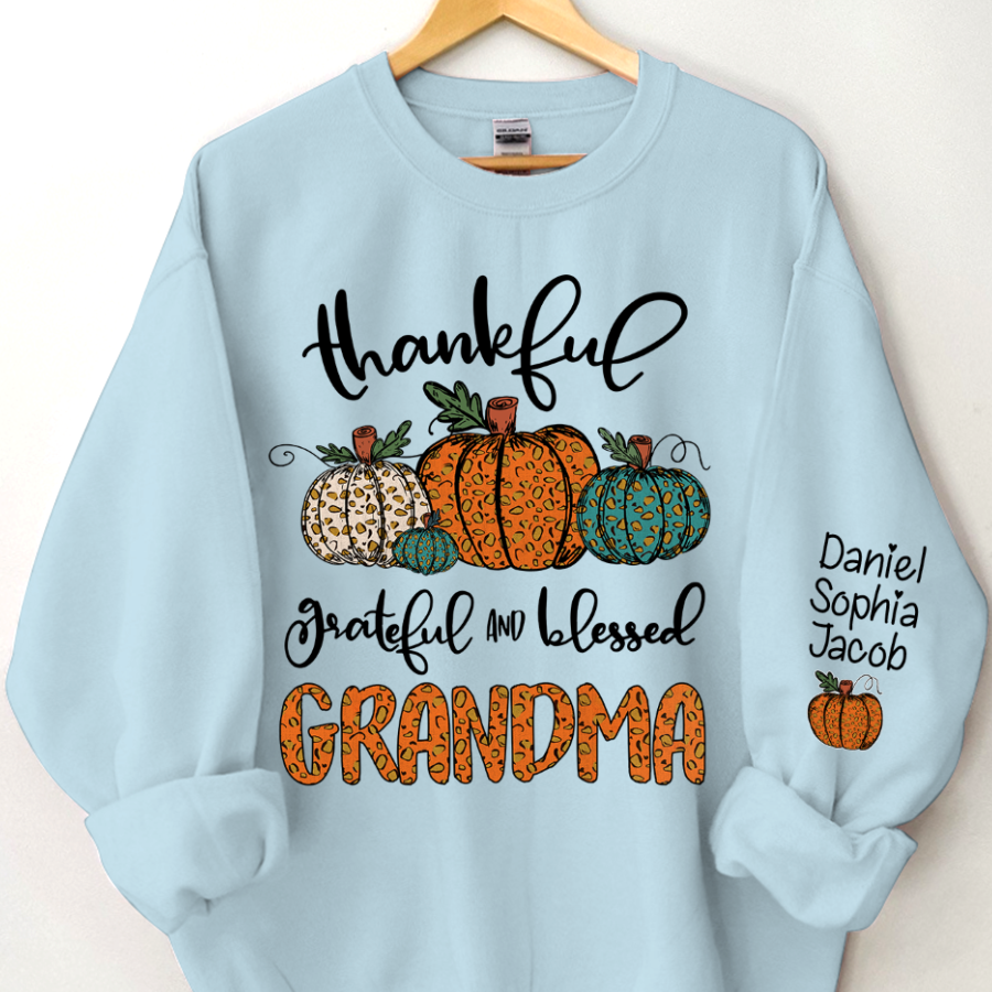 Lofaris Leopard Pumpkin Grandma And Kids Custom Sweatshirt