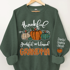 Lofaris Leopard Pumpkin Grandma And Kids Custom Sweatshirt