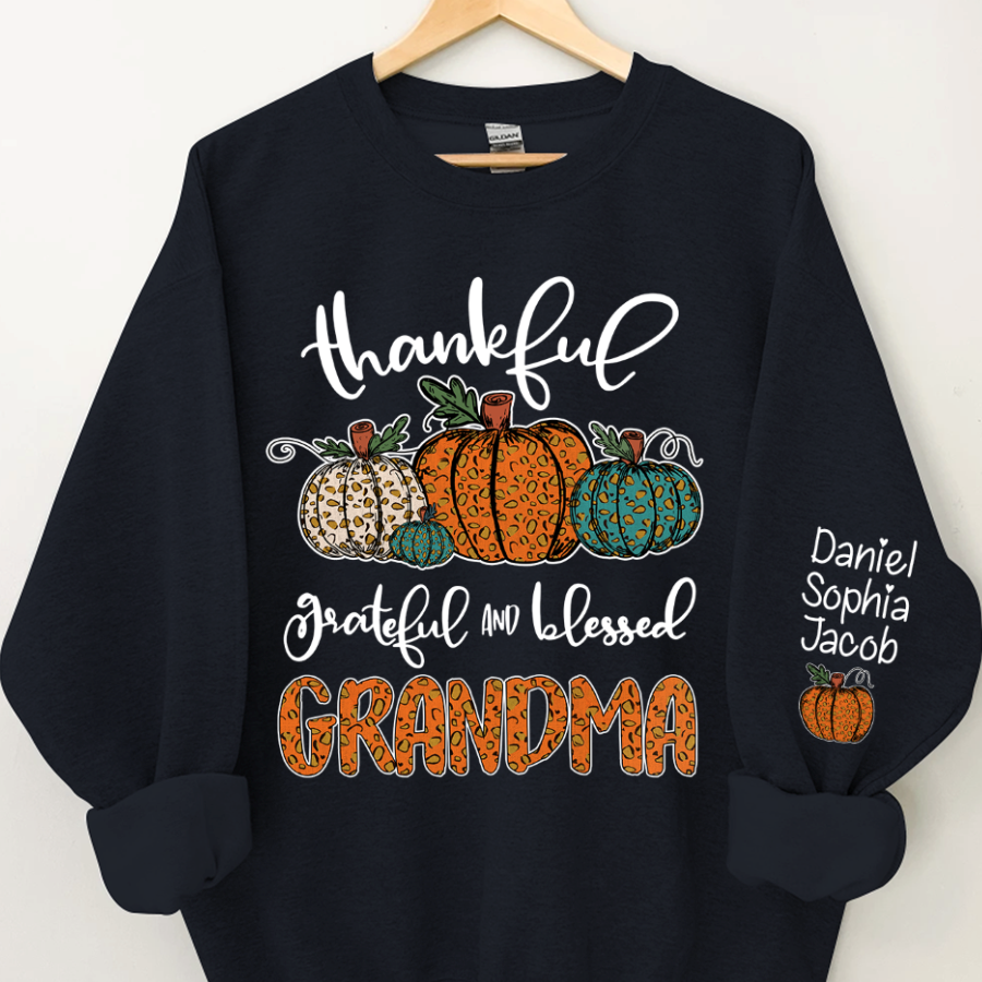 Lofaris Leopard Pumpkin Grandma And Kids Custom Sweatshirt
