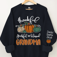 Lofaris Leopard Pumpkin Grandma And Kids Custom Sweatshirt
