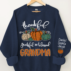 Lofaris Leopard Pumpkin Grandma And Kids Custom Sweatshirt