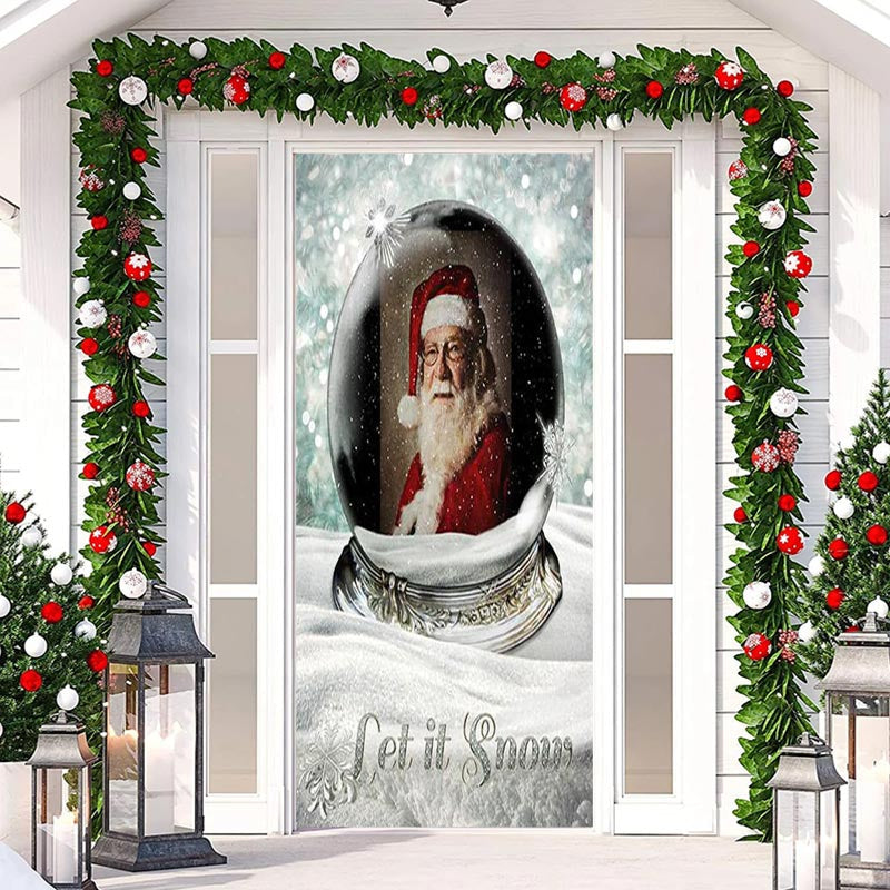 Lofaris Let It Snow Crystal Santa Claus Christmas Door Cover