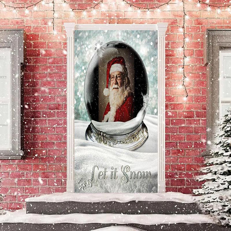 Lofaris Let It Snow Crystal Santa Claus Christmas Door Cover