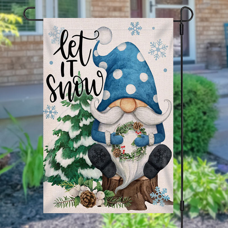 Lofaris Let It Snow Snowflake Gnome Christmas Garden Flag