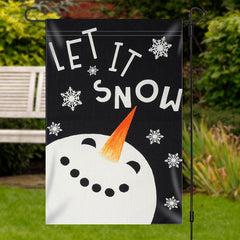 Lofaris Let It Snow Snowman Black Christmas Garden Flag