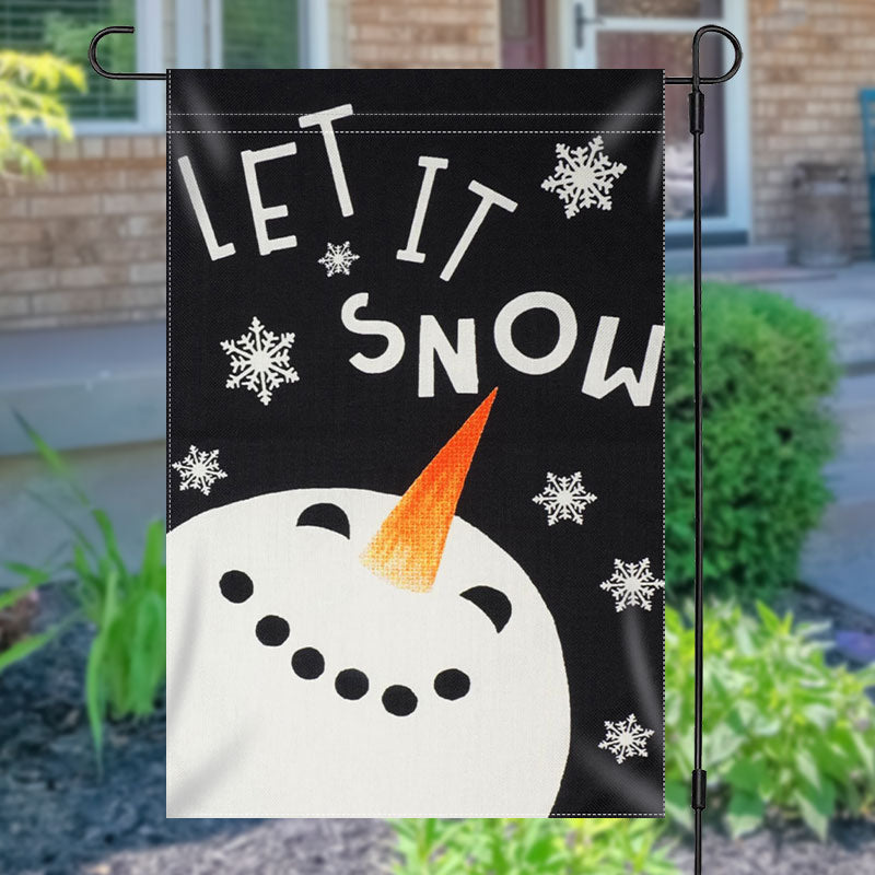 Lofaris Let It Snow Snowman Black Christmas Garden Flag