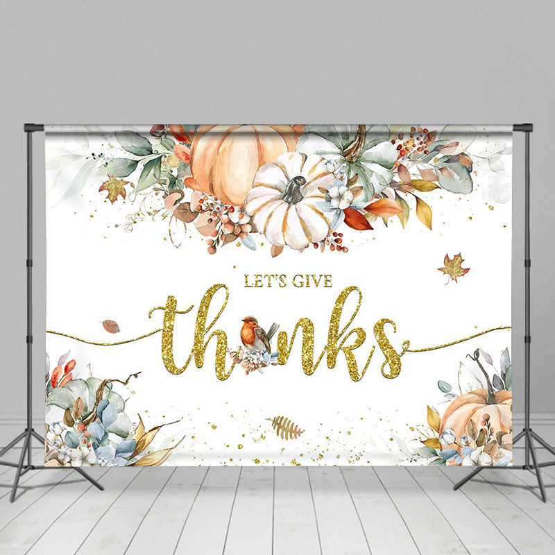 Lofaris Lets Give Thanks Floral Pumpkin Thanksgiving Backdrop