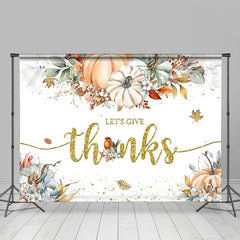 Lofaris Lets Give Thanks Floral Pumpkin Thanksgiving Backdrop