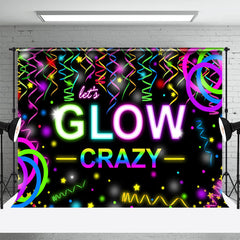 Lofaris Lets Glow Crazy Neon Ribbons Black Dance Backdrop