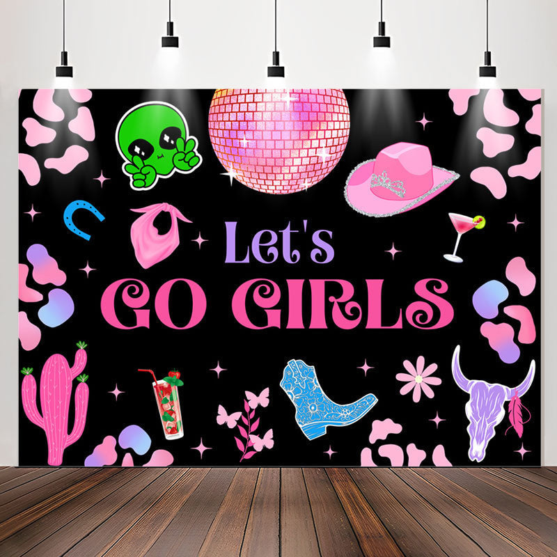 Lofaris Lets Go Girls Pink Disco Birthday Party Backdrop