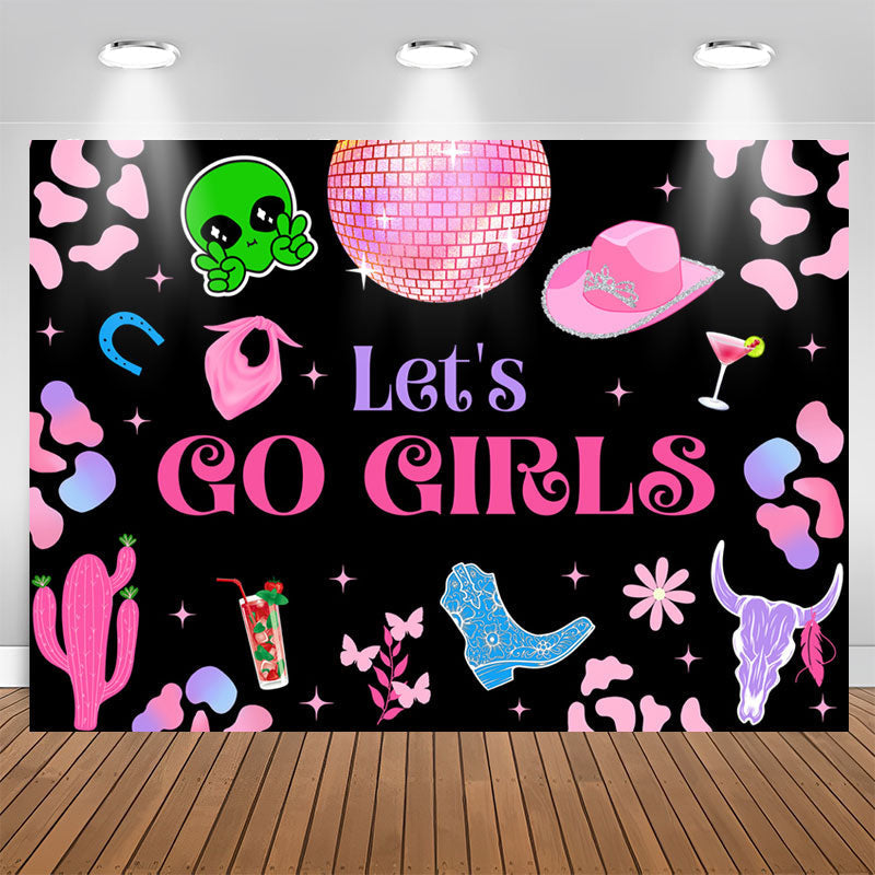 Lofaris Lets Go Girls Pink Disco Birthday Party Backdrop