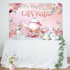 Lofaris Lets Partea Pink Floral Spring Party Time Backdrop
