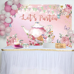 Lofaris Lets Partea Pink Floral Spring Party Time Backdrop