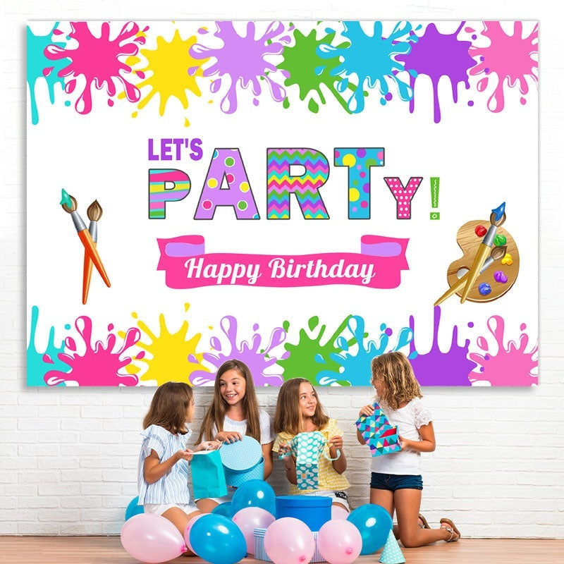 Lofaris Lets Party Art Theme Birthday Backdrop
