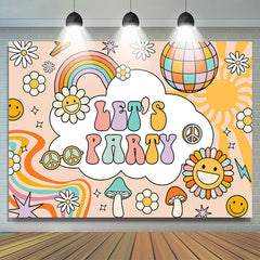 Lofaris Lets Party Groovy Rainbow Flowers Dance Backdrop