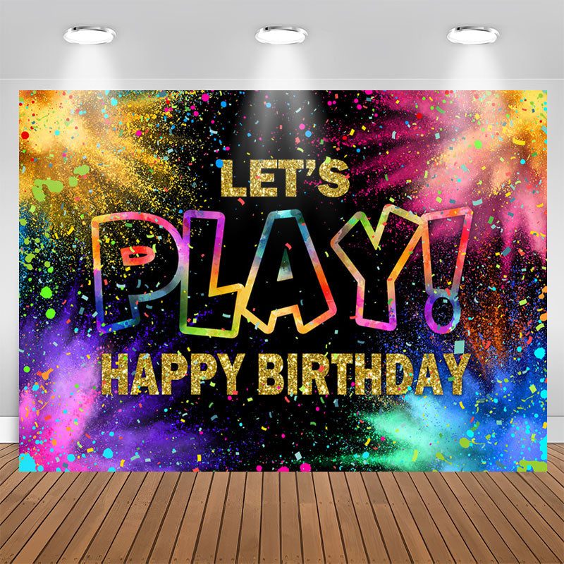 Lofaris Lets Play Colorful Ribbons Happy Birthday Backdrop