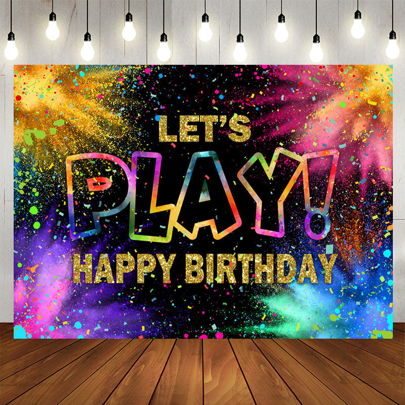 Lofaris Lets Play Colorful Ribbons Happy Birthday Backdrop