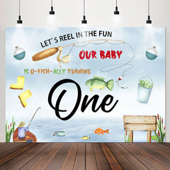 Lofaris Lets Reel In Fun Fishing Theme 1st Birthday Backdrop