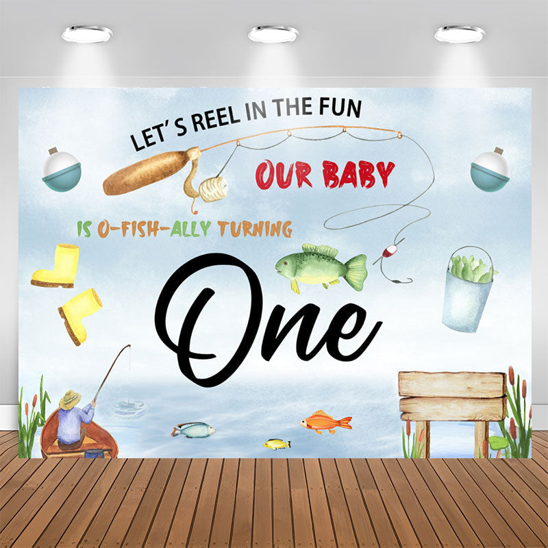 Lofaris Lets Reel In Fun Fishing Theme 1st Birthday Backdrop