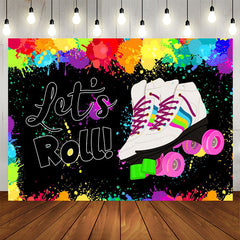 Lofaris Lets Roll Shoes Colorful Paint Birthday Backdrop