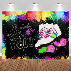 Lofaris Lets Roll Shoes Colorful Paint Birthday Backdrop