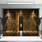 Lofaris Library Bookcase Arch Vintage Wall Photo Backdrop