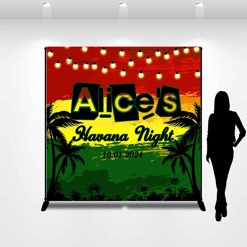 Lofaris Light Black Coconut Tree Custom Birthday Backdrop