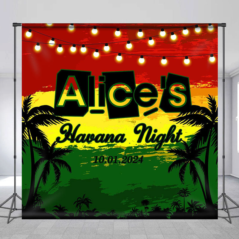 Lofaris Light Black Coconut Tree Custom Birthday Backdrop