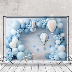 Lofaris Light Blue Arch Balloon Birthday Cake Smash Backdrop